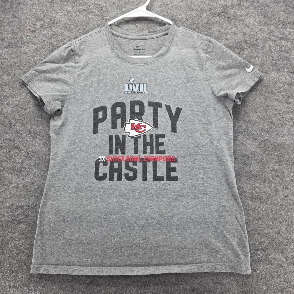 Kansas City Chiefs Shirt Womens Large Gray NFL Football Nike Super Bowl LVIII